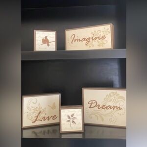Five Piece "Dream" Shelf Decor